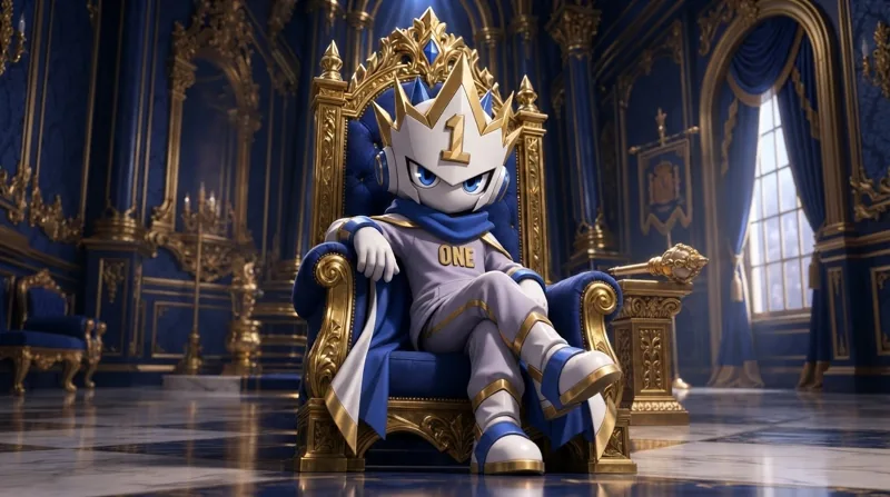 $ONE relaxing on a throne in a royal hall